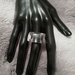 Elegant Clear Rectangle Shape Ring Size 9